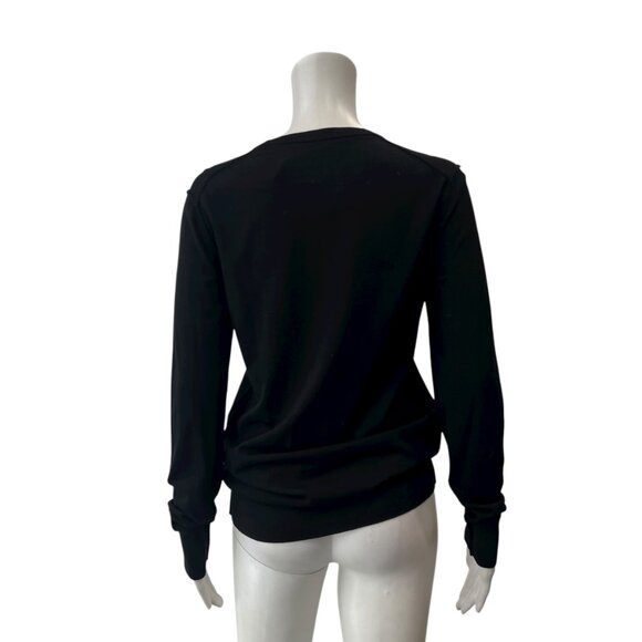 $1695 Dolce&Gabbana Black Beaded Silk Floral Applique Wool Sweater size IT 42/6 - Picture 4 of 7